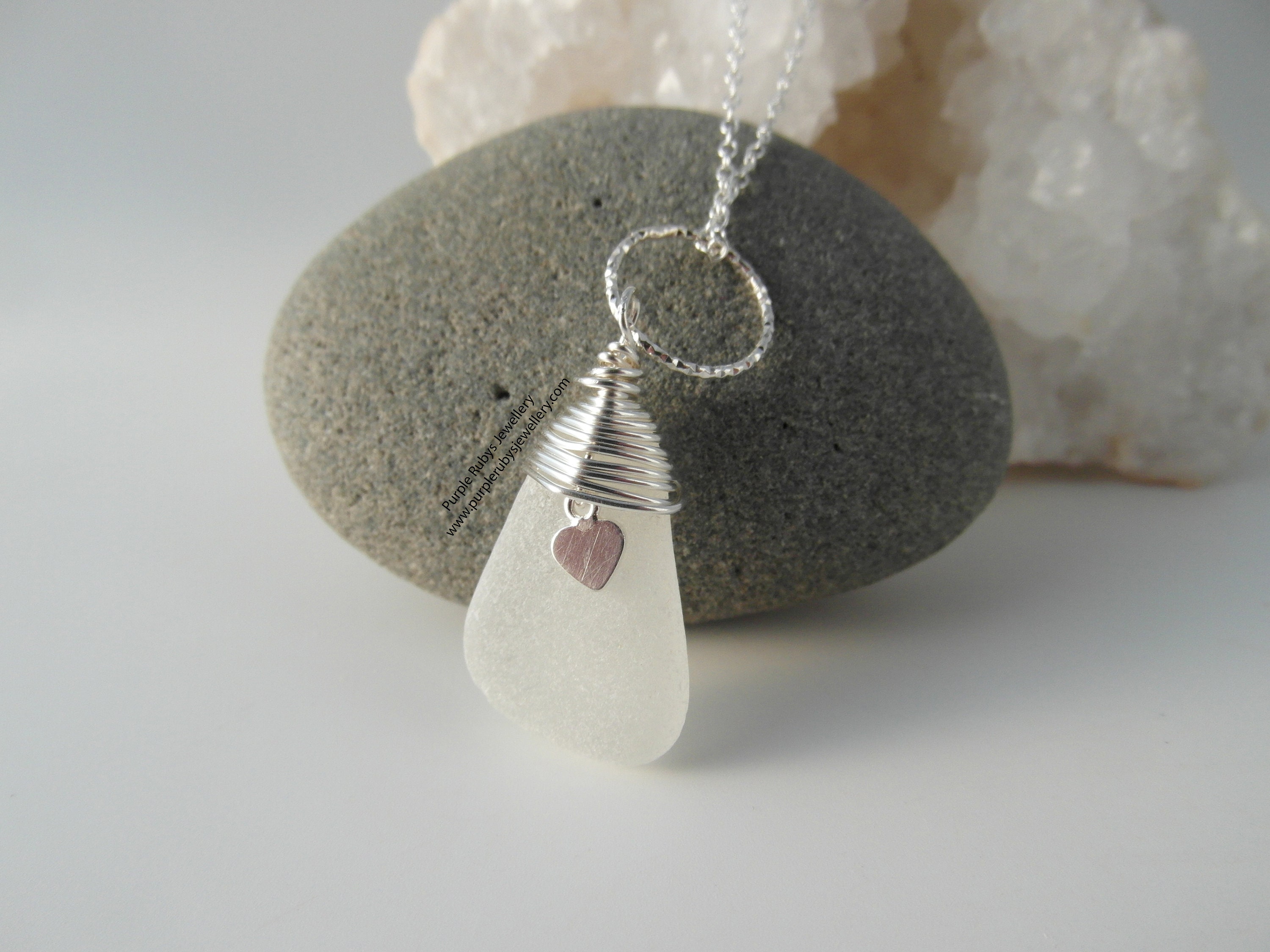 Cornish seaglass with a sterling silver charm necklace