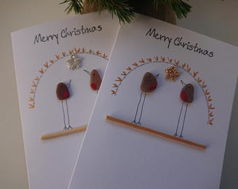 Sea Glass Robins Christmas Card