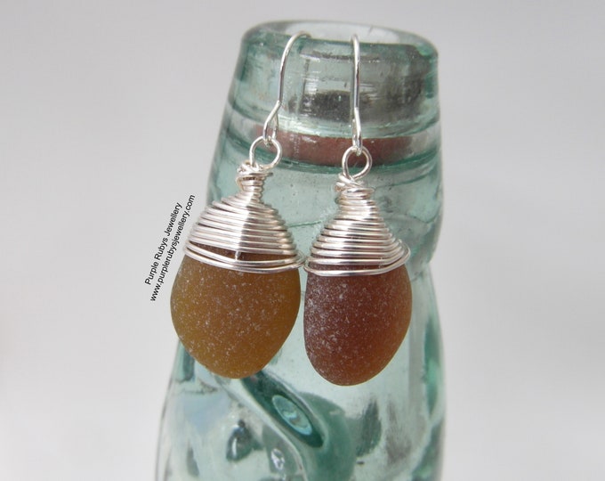 Amber Cornish Sea Glass Earrings
