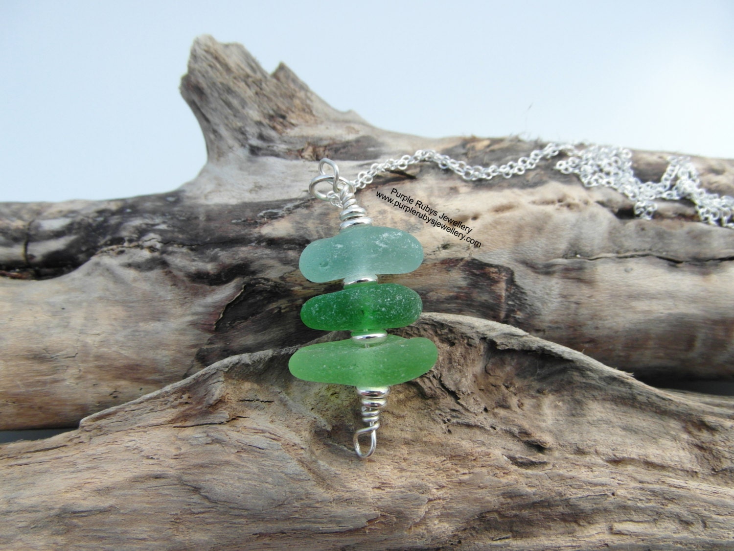 Cornish Sea Glass Stack Necklace ~ Cornwall ~ Sterling Silver