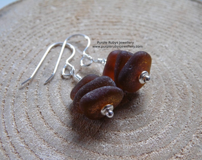 Amber Cornish Sea Glass Stack Earrings