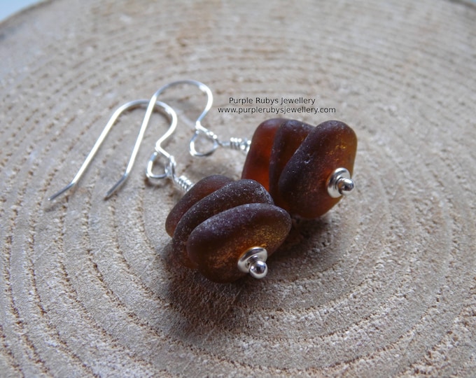 Amber Cornish Sea Glass Stack Earrings