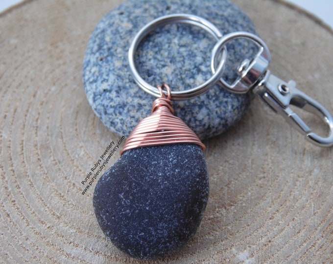 Cornish Amber Sea Glass ~ Bag Charm ~ Key Ring