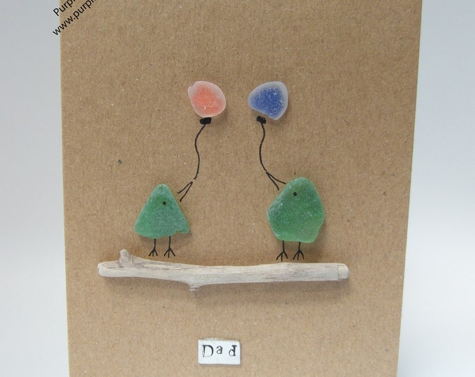 Green Birds & Balloons Dad / Fathers Day Card