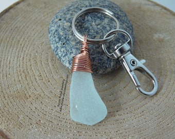 Seafoam Cornish Sea Glass ~ Bag Charm ~ Key Ring