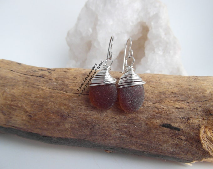 Amber Cornish Sea Glass Earrings