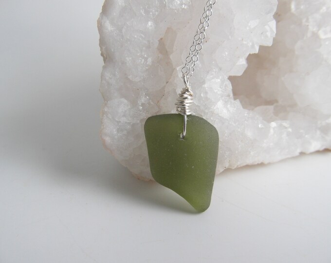 Olive Green Cornish Mermaids Tear Necklace