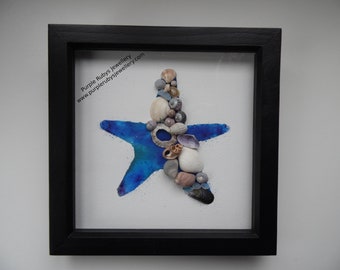 Blue Purple Tie-Dye Cornish Starfish Sea Glass, Sea Shell Picture