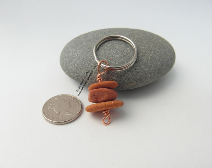 Terracotta Cornish Sea Pottery Stack Key Ring