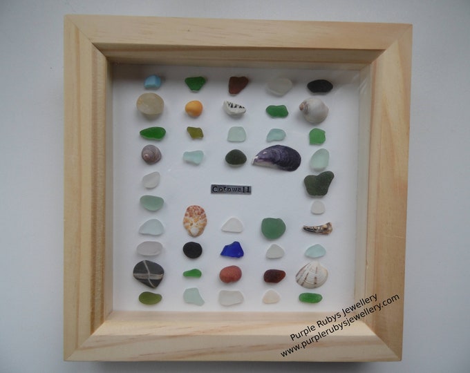 Colours of Cornwall Sea Glass, Sea Pottery & Shell Picture