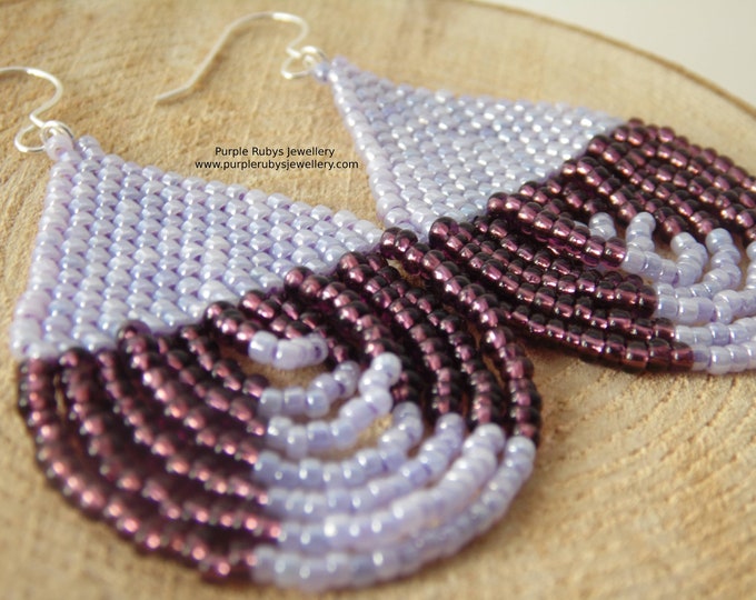 Lilac Lustre & Amethyst Purple Beaded Teardrop Earrings