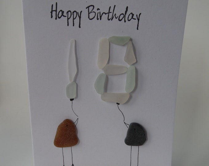 18th Birthday Sea Glass Birds Birthday Card