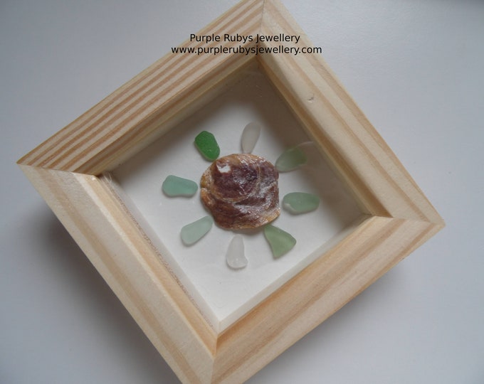 Cornish Sea Glass & Oyster Shell Flower Picture