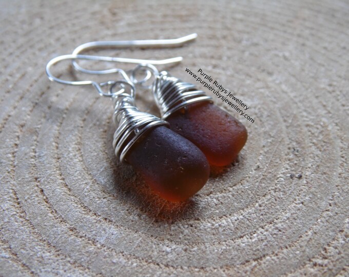 Dainty Light Amber Cornish Sea Glass Earrings