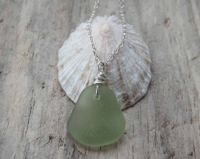 Dainty Light Green Marazion Sea Glass Necklace
