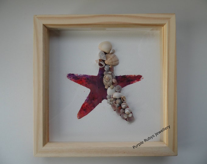 Purple Orange Tie-Dye Cornish Starfish Sea Glass, Sea Shell Picture