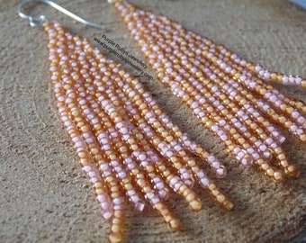 Peach & Orange Fringe Statement Earrings