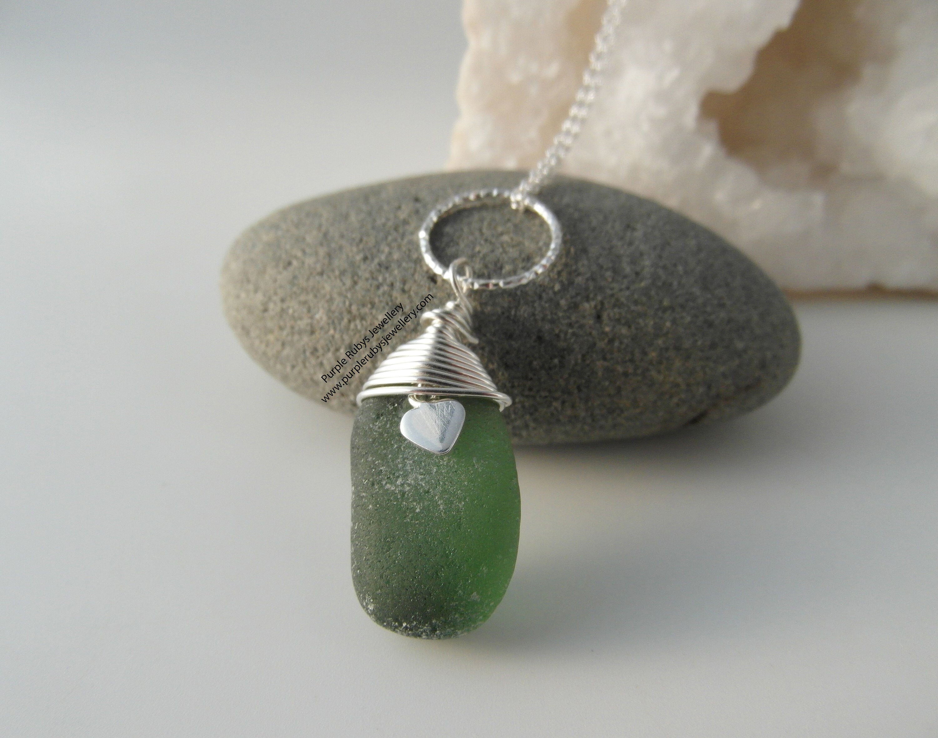 Cornish seaglass with a sterling silver charm necklace
