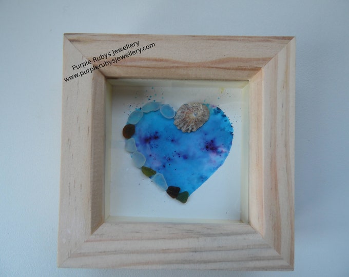 Blue & Purple Tie-Dye Heart of Cornwall Sea Glass Picture