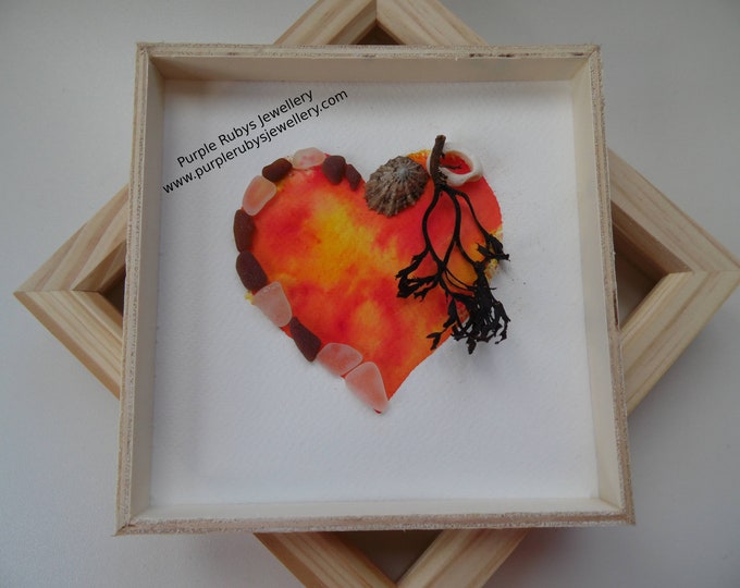 Sunset Tie Dye Heart of Cornwall Sea Glass, Sea Shell, Sea Weed Picture