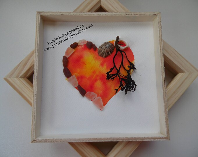 Sunset Tie Dye Heart of Cornwall Sea Glass, Sea Shell, Sea Weed Picture