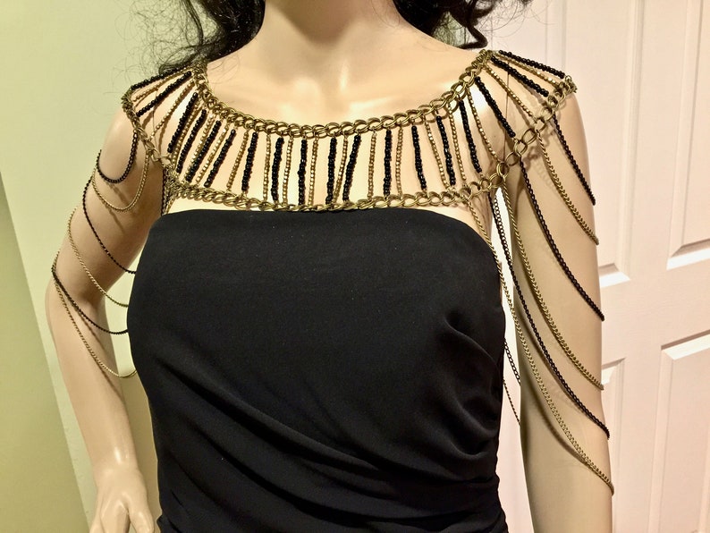 Black & Bronze Shoulder Jewelry. Handmade Draped Shoulder - Etsy