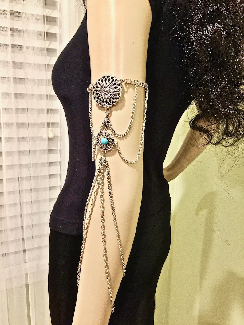 Body Jewelry Armlet Arm Chain Armband Upper Arm Bracelet Silver Color Armlet Arm Band Silver Metal Arm Chains