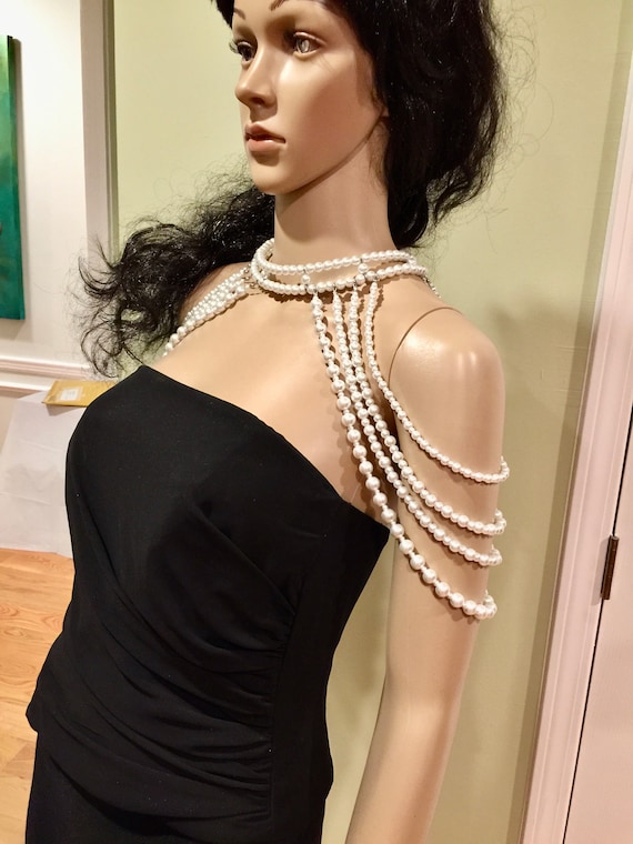 Classy Bridal Glass Pearl Jewelry, Chocker Shoulder Necklace