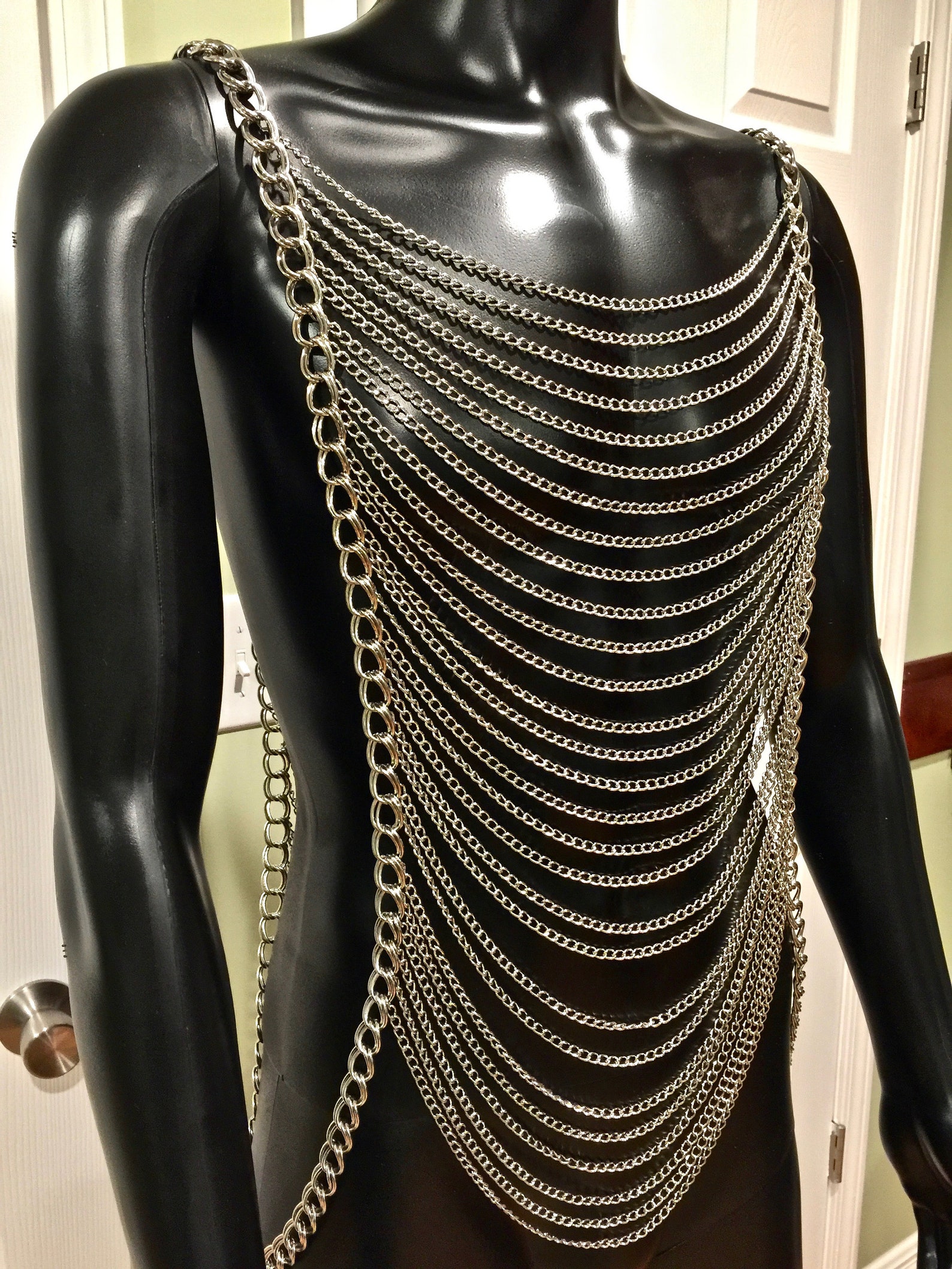 Metal Body Chains for Men. Silver Metal Body Jewelry. Men Etsy