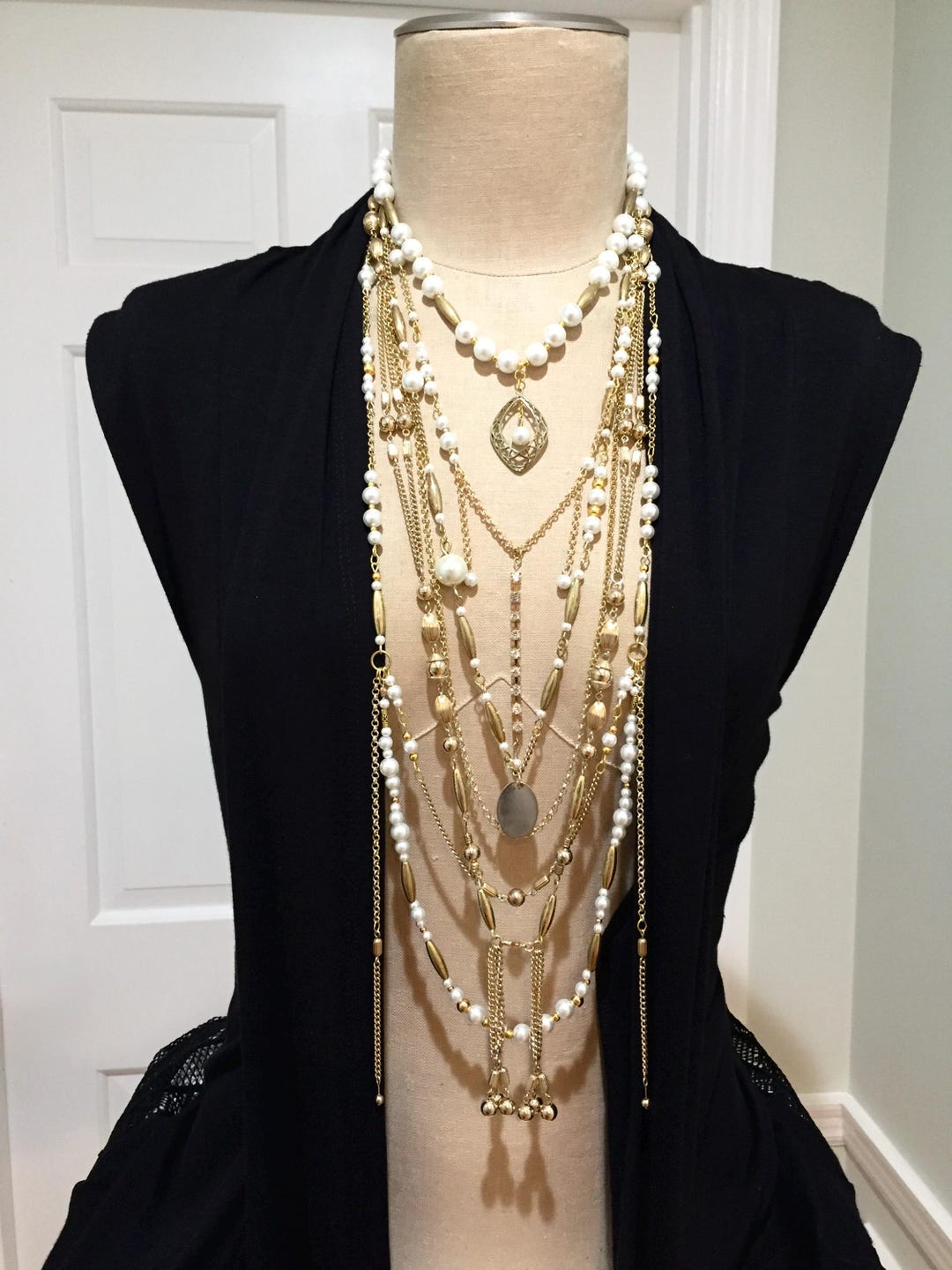 Modern Chain Set Modern Statement Set Three Chunky Necklaces, Adjustable Handmade Golden ...