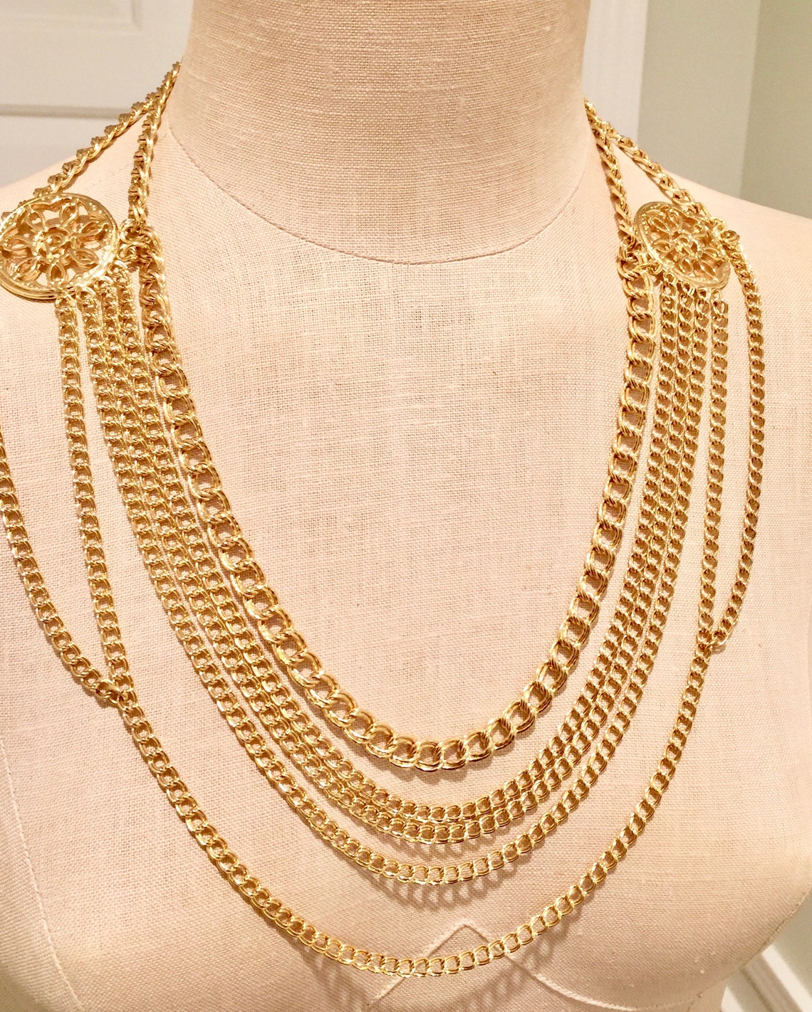 Gold Color Necklace. Shoulder Necklace. Body Jewelry. Gift for Etsy