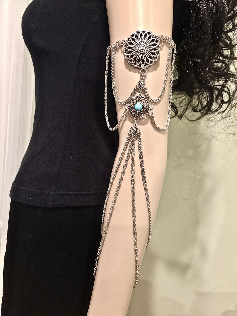 Body Jewelry Armlet Arm Chain Armband Upper Arm Bracelet Silver Color Armlet Arm Band Silver Metal Arm Chains