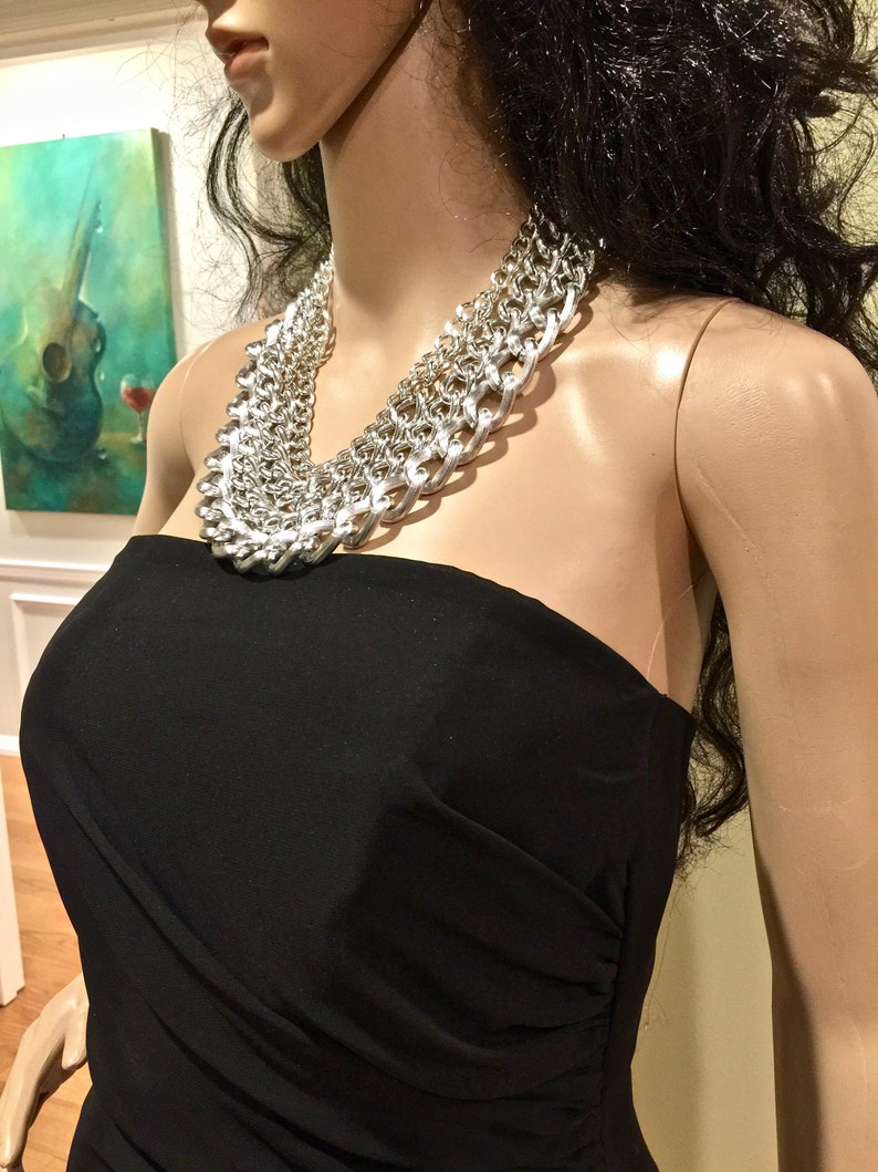 Silver Color Trendy Necklace. Multiple Layers Modern Necklace. Etsy