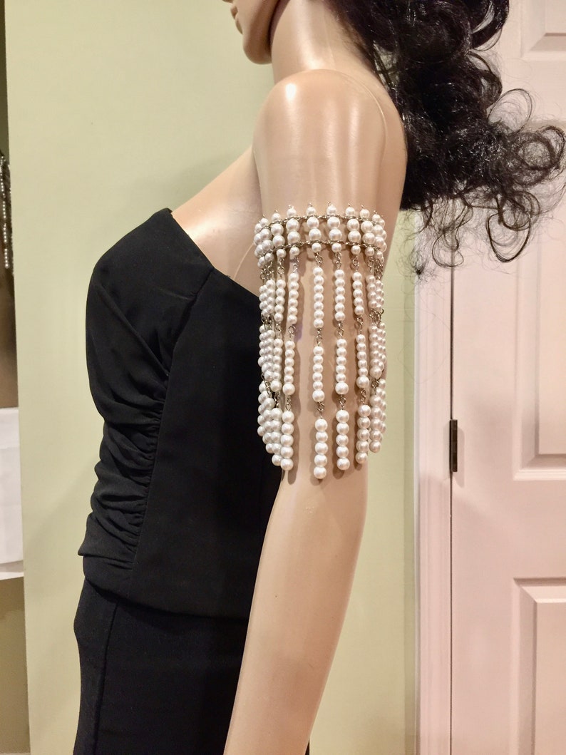 Bracelet bras perles chaînes argent armband