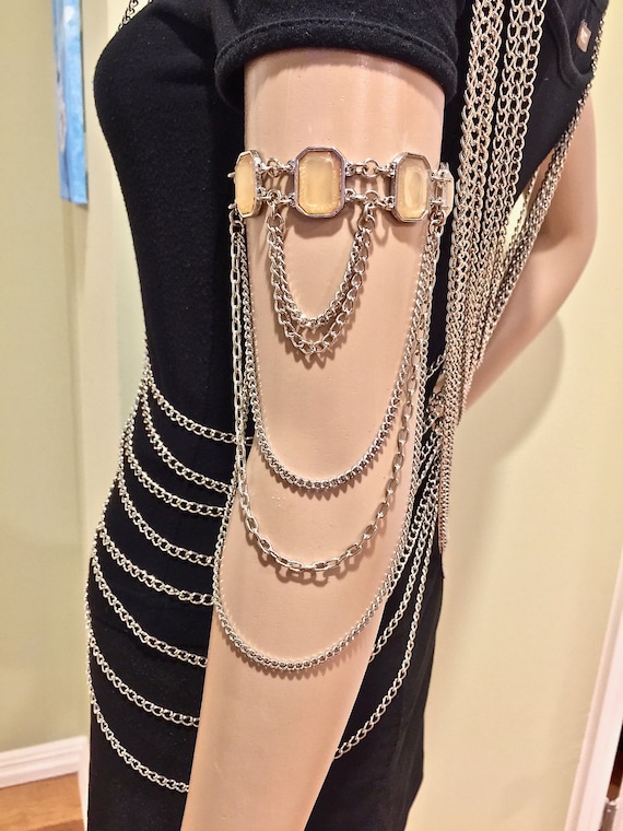 LX_ Women Upper Arm Shoulder Slave Harness Chain Armband Cuff Armlet Bracelet LX_ Women Upper Arm Shoulder Slave Harness Chain Armband Cuff Armlet Bracelet