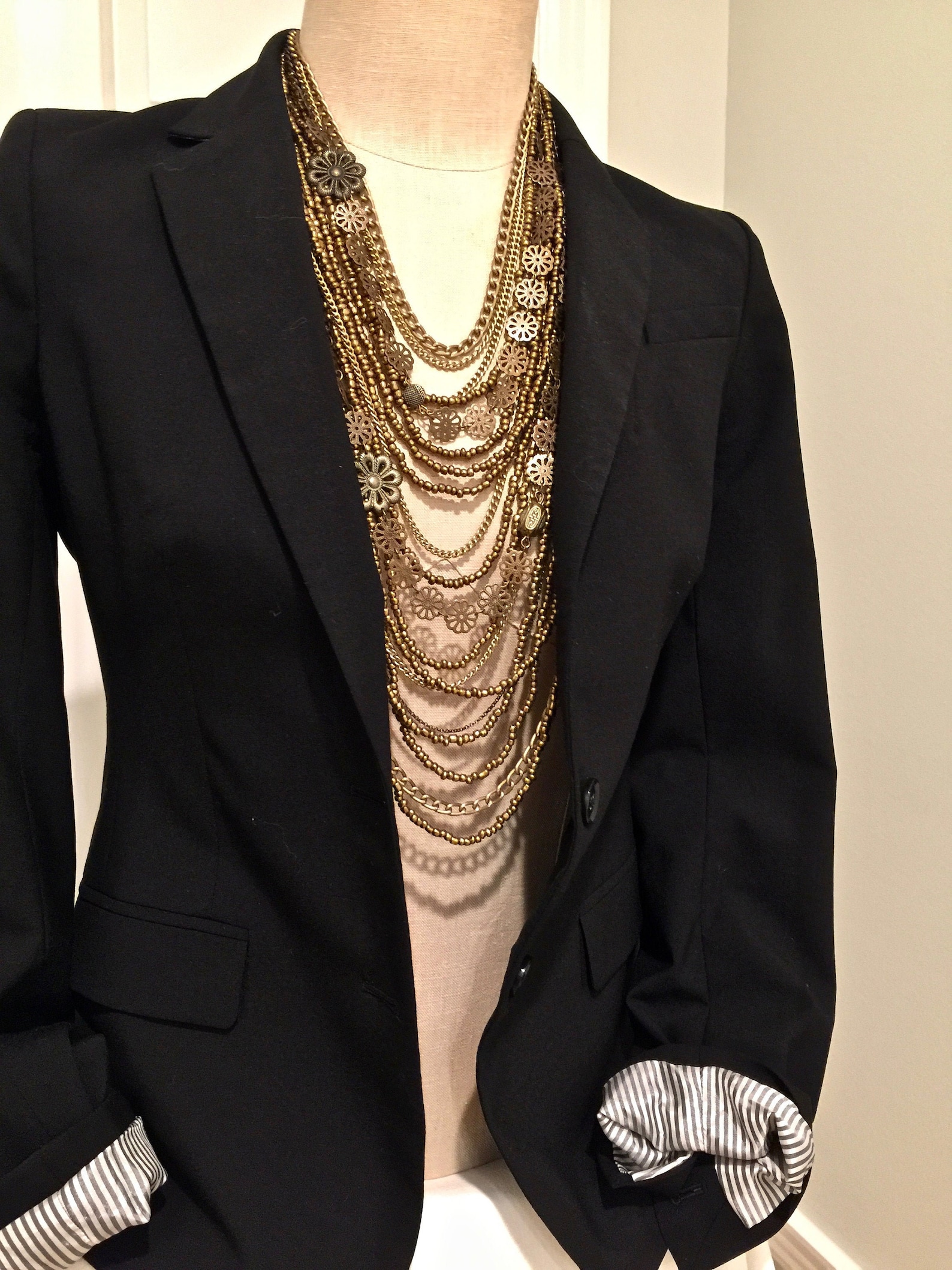 Bronze Color Necklace With Multiple Layers of Strands. Long Etsy