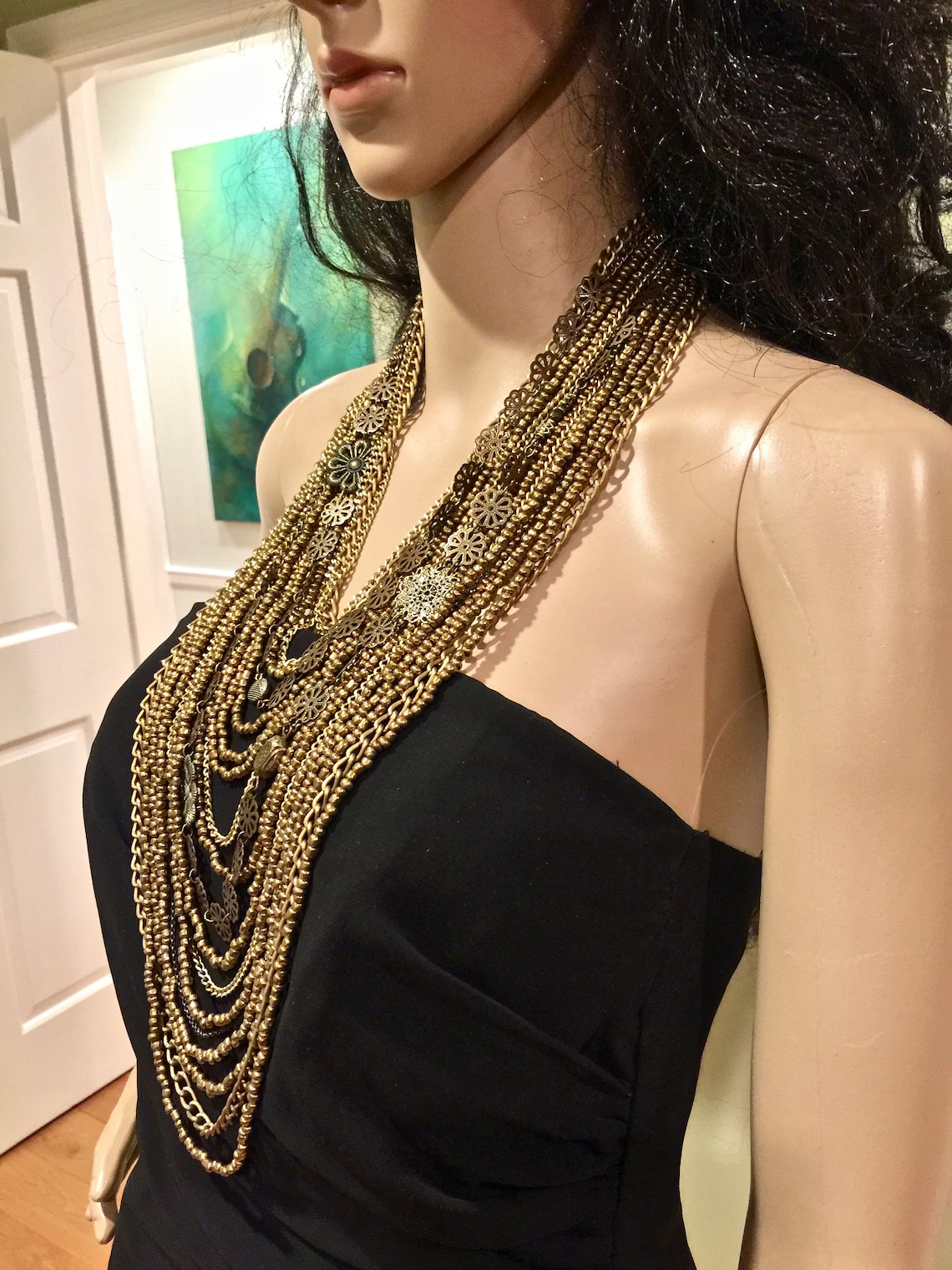 Bronze Color Necklace With Multiple Layers of Strands. Long Etsy