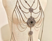 Shoulder Chains. Silver Color Body Chains. Necklace. Silver Metal Chains. Shoulder Jewelry. Body Jewelry. Fashion Chain Top. Body Harness