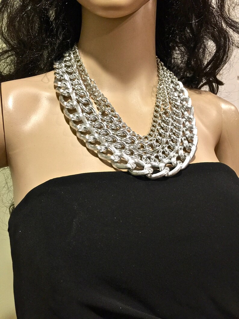 Silver Color Trendy Necklace. Multiple Layers Modern Necklace. Etsy