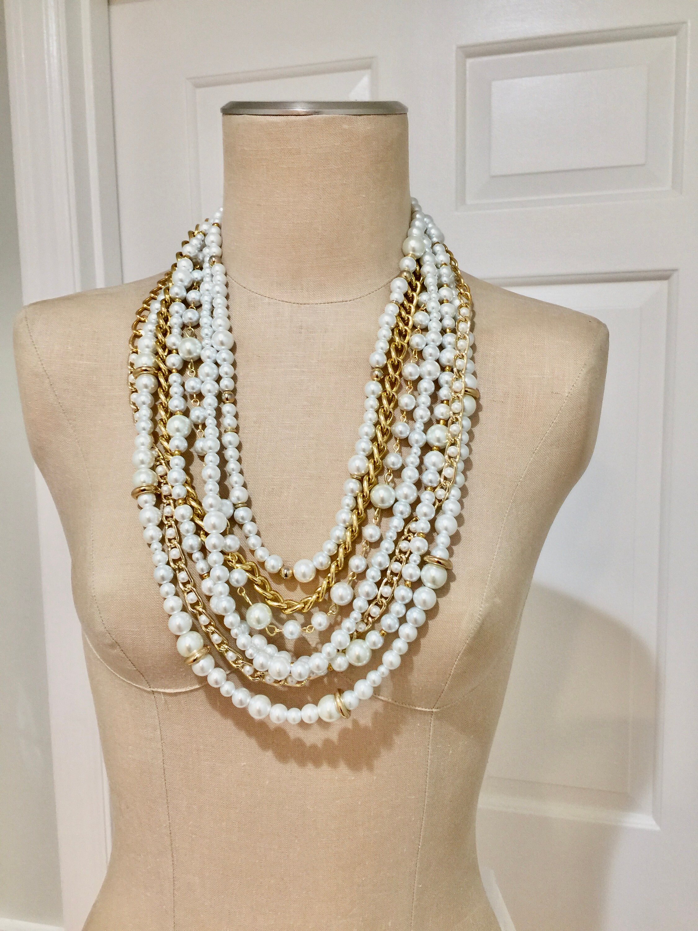 Set Gioielli Perle Vintage 5 Pezzi Donna - Collana Regolabile, Orecchini, Braccialetto E Anello Per Feste Ed Eventi