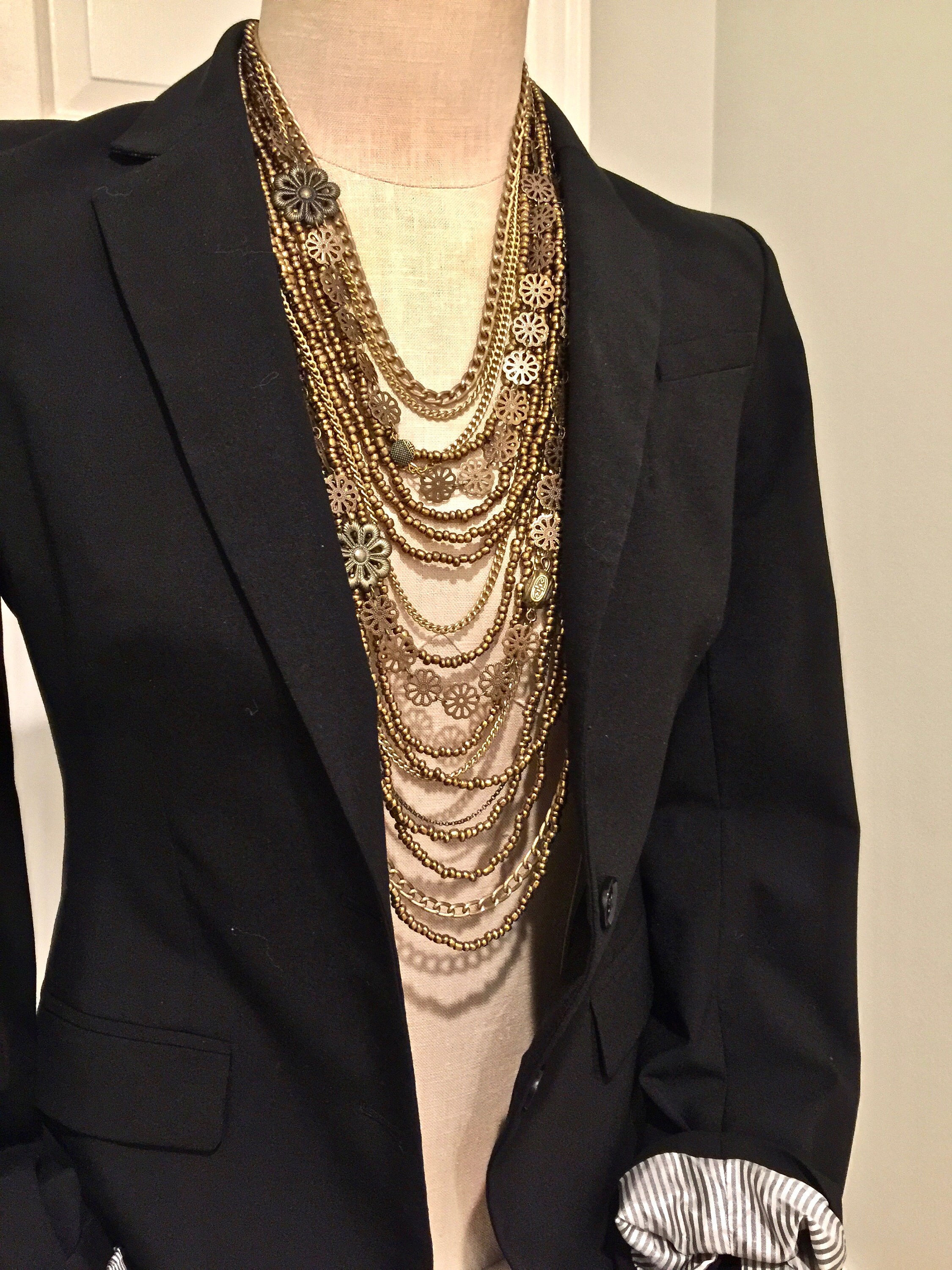 Bronze Color Necklace With Multiple Layers of Strands. Long Etsy