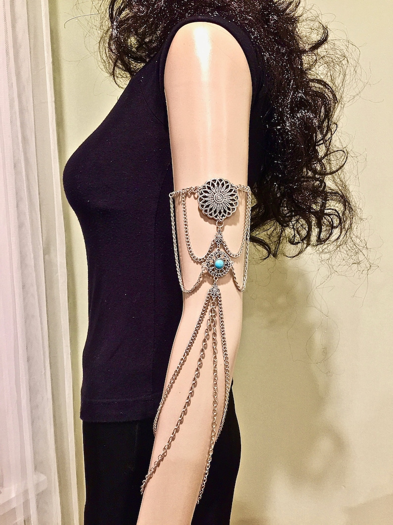 Body Jewelry Armlet Arm Chain Armband Upper Arm Bracelet Silver Color Armlet Arm Band Silver Metal Arm Chains