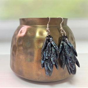 Black dangle earrings, Modern earrings, Dangle drop earrings, Unique earrings for women, Black beaded earrings, Evening Earrings