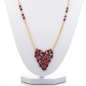 Red heart pendant necklace, Red and gold pendant necklace, Valentine's day gift for her, Red jewelry for women, Romantic necklace