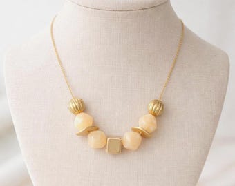 Bold geometric yellow necklace, Chunky stylish necklace for women