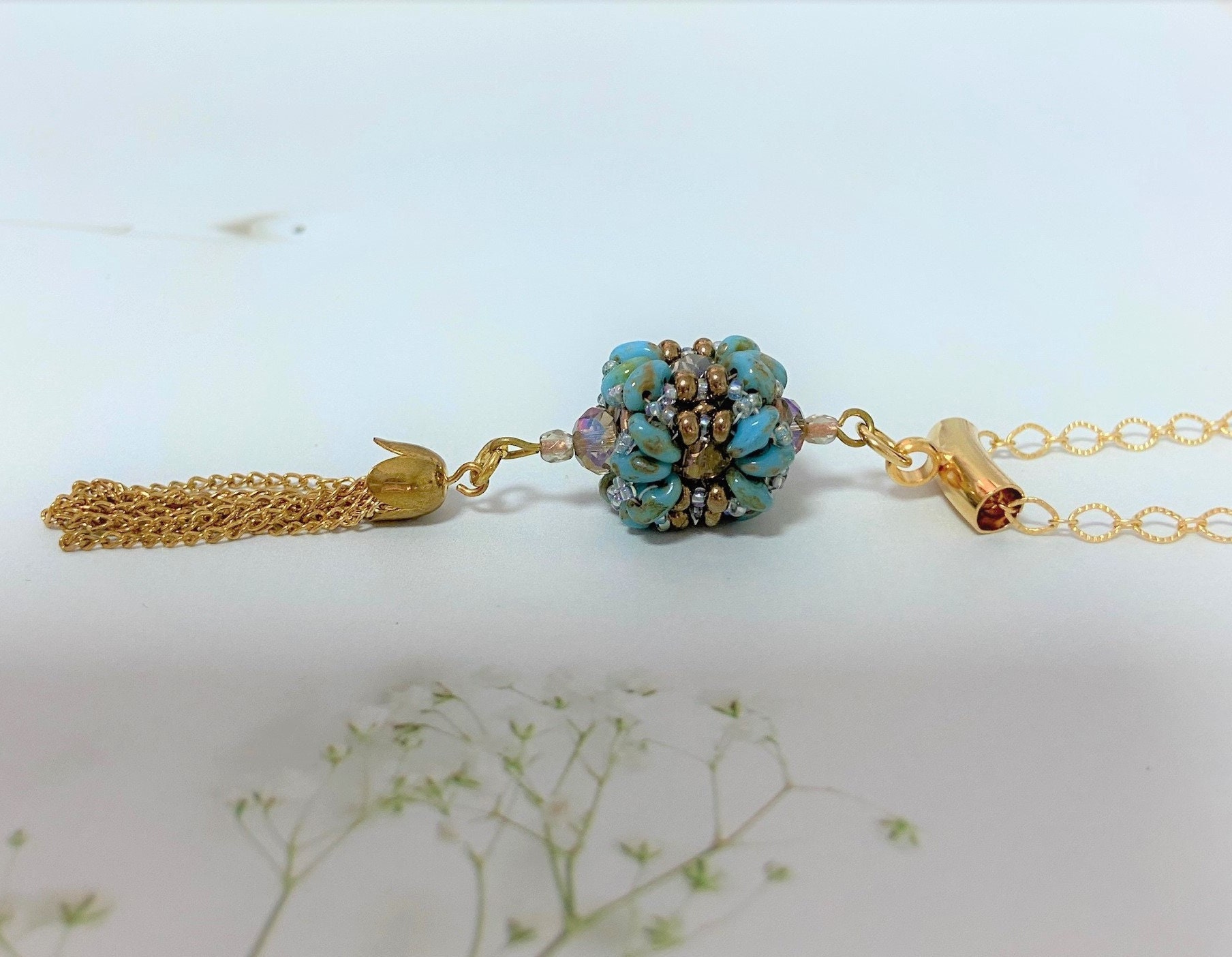 Tequila Shop | Collier en acier doré inoxydable et perles turquoises