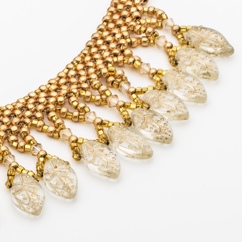 Gold netting necklace Elegant necklace Gold Leaves Etsy