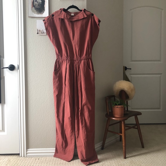 Unique Structured Jumpsuit: Terracotta Cotton - image 1