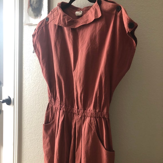 Unique Structured Jumpsuit: Terracotta Cotton - image 2