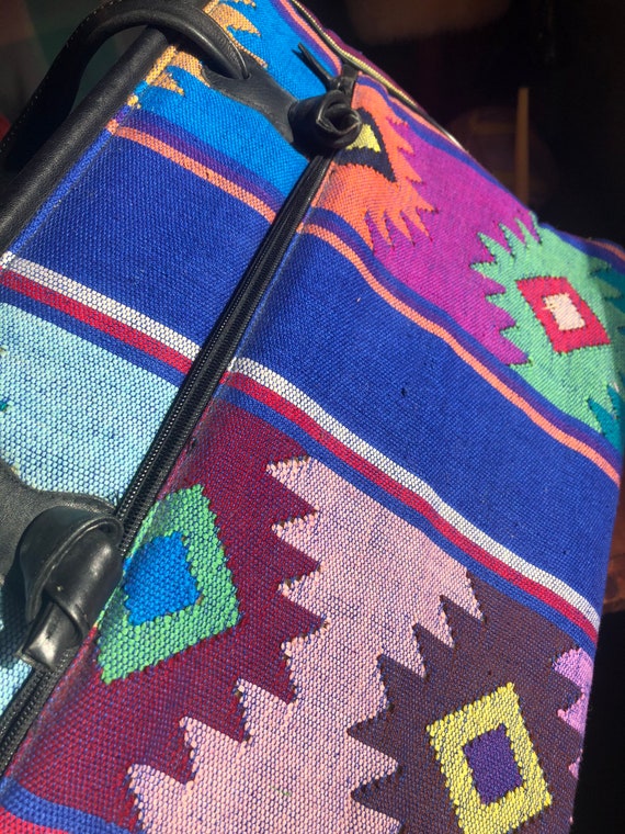 Guatemalen Woven Bag:  Bright Plaid Wool - image 6